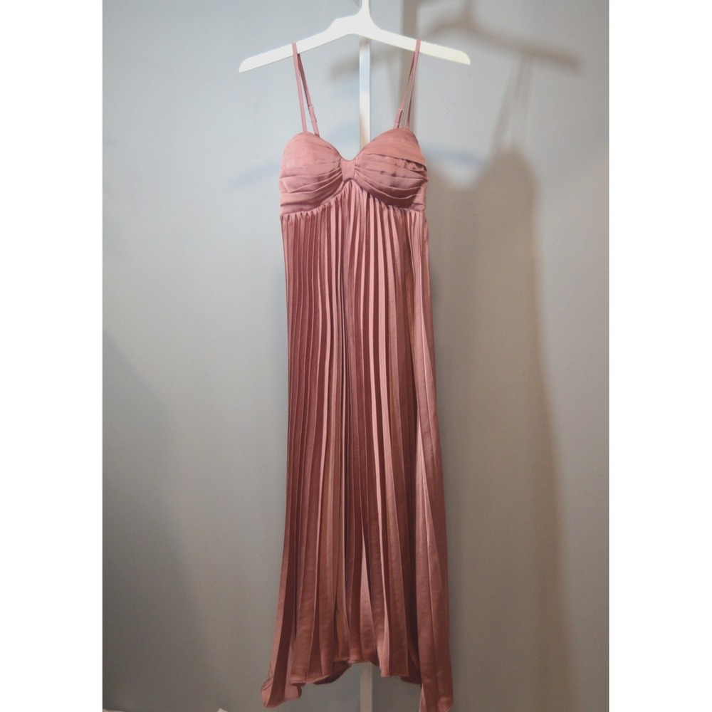NWOT Fashion Brand Size 2 Dusty Rose Unlined Tea Length Dress Special Event/Gala